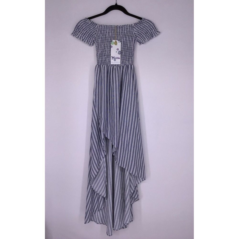 Show Me Your Mumu Willa High Low Maxi Dress In She Sails‎ Stripes Size XS NEW